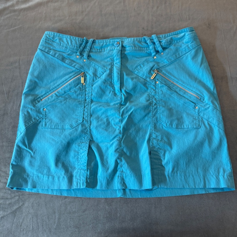 Jamie Sadock Womens Golf Skort 12 Turquoise Blue Zipper Pocket Athletic Sporty
